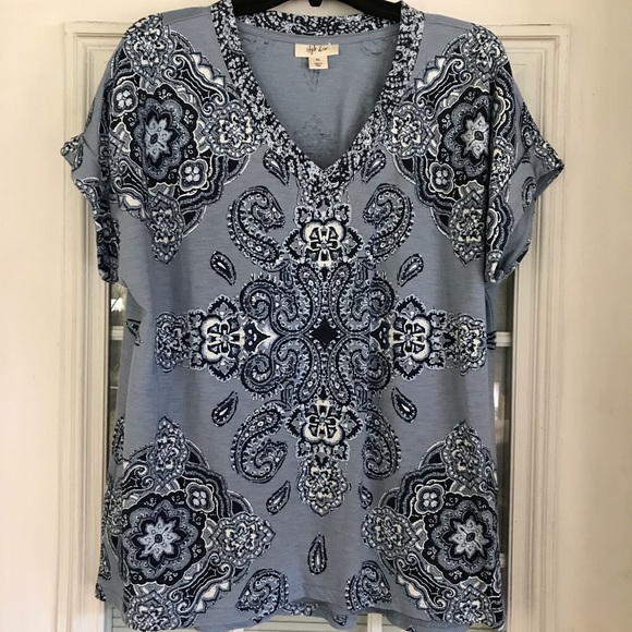 *SOLD* Style & Co. SS V-Neck Top, Blue, Sz XL - Picture 3 of 10